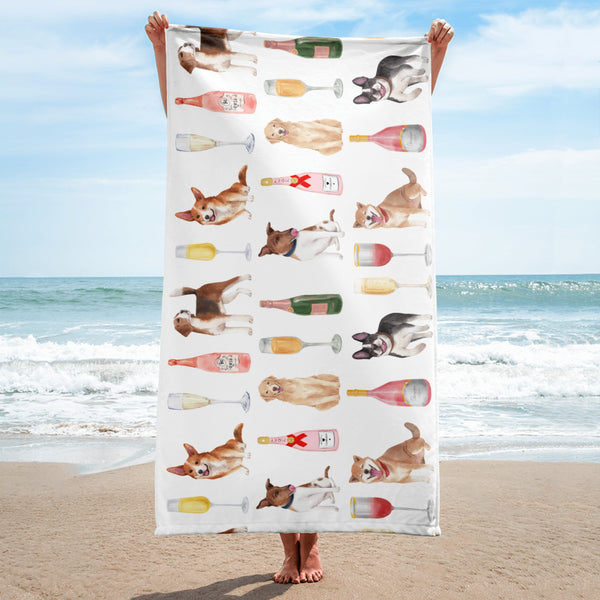 Champagne & Dogs Towel