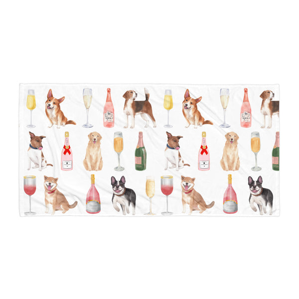 Champagne & Dogs Towel