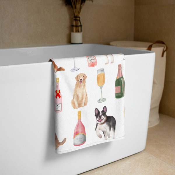 Champagne & Dogs Towel