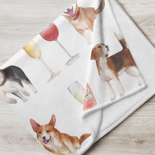 Champagne & Dogs Throw Blanket - ChampPaws